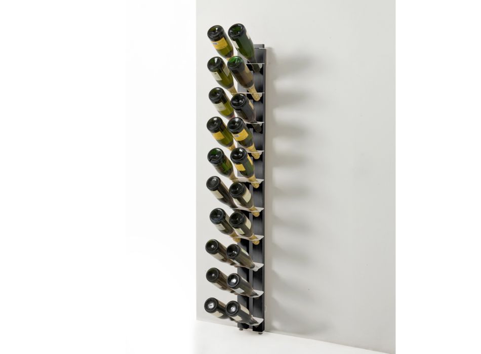 Zia Gaia single-sided floor bottle holder fixed to the wall in wood and steel Viadurini